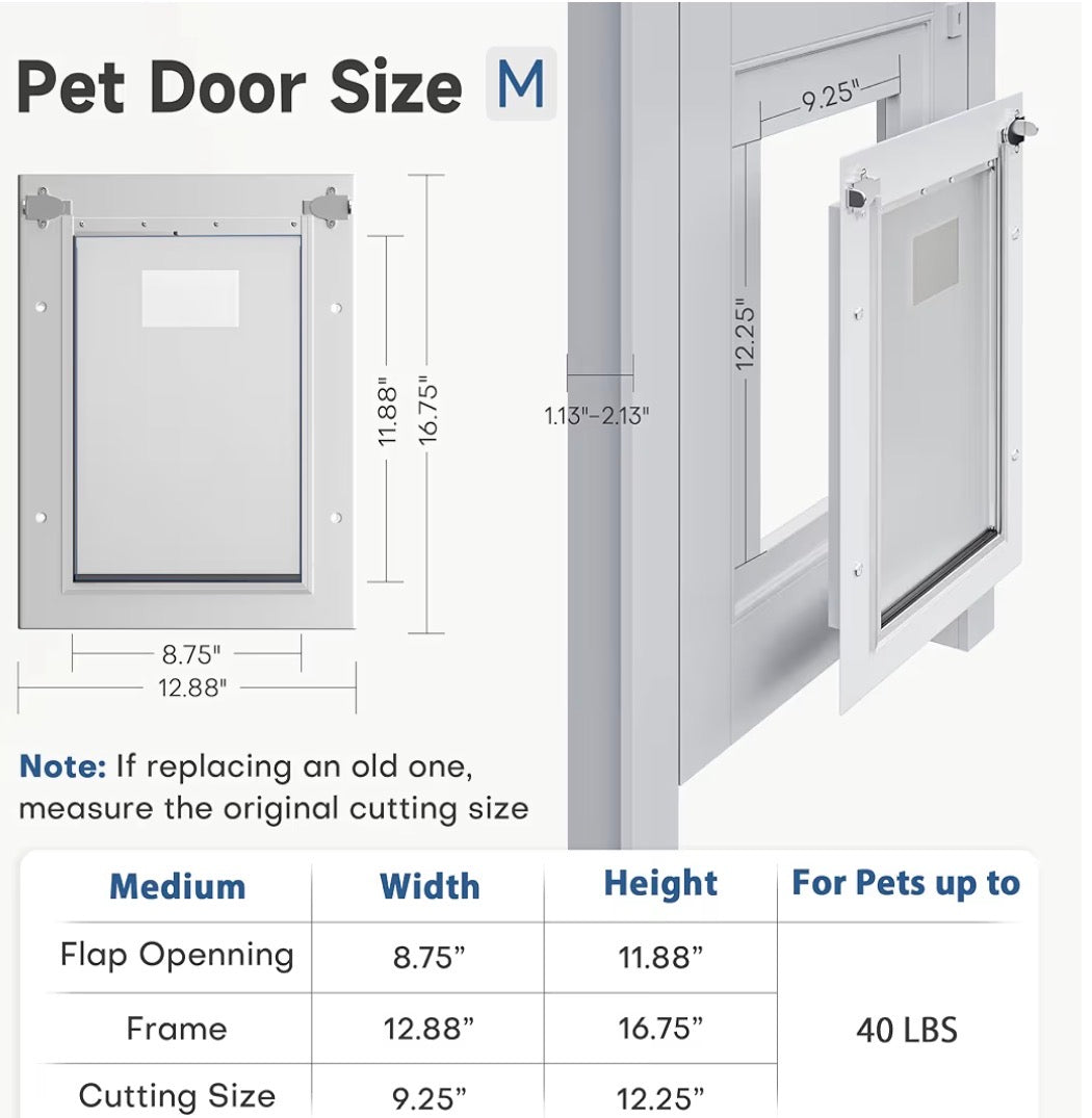 Durable Medium Iron Dog Door – Weather-Resistant with Security Plate Included-NEW!!