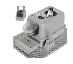 Stainless Steel XXL Cat Litter Box with Lid, Front & Top Entry w/Scoop & Double Layer Mat-Brand New