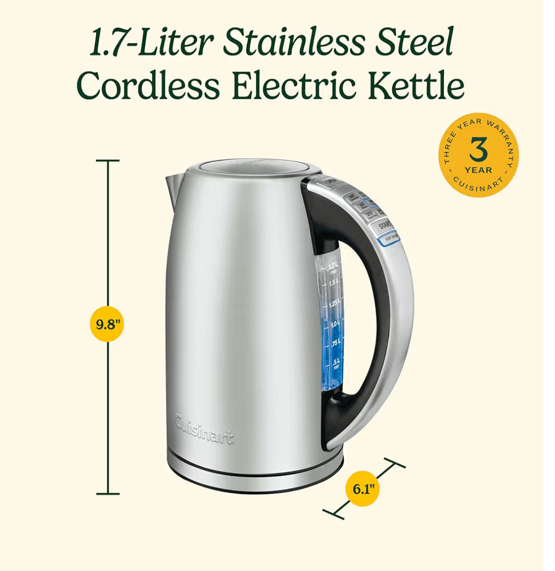 Cuisinart 1.7-Liter Stainless Steel Cordless Electric Kettle with 6 Preset Temperatures