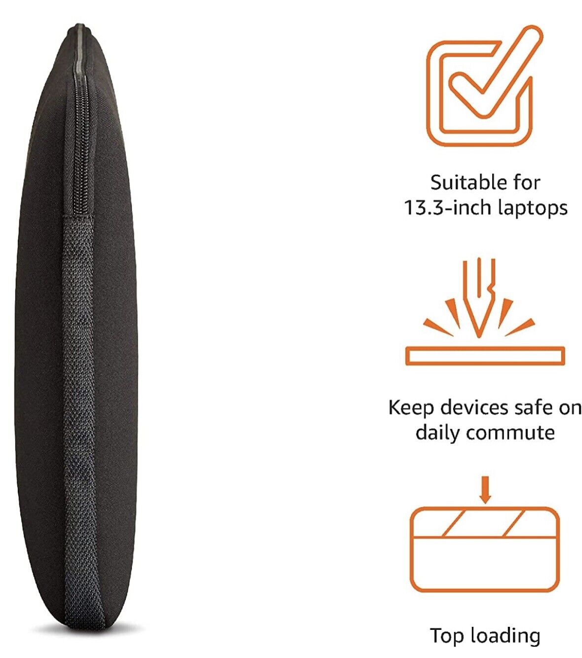 Amazon Basics 13.3-Inch Laptop Sleeve, Protective Case with Zipper - Black New