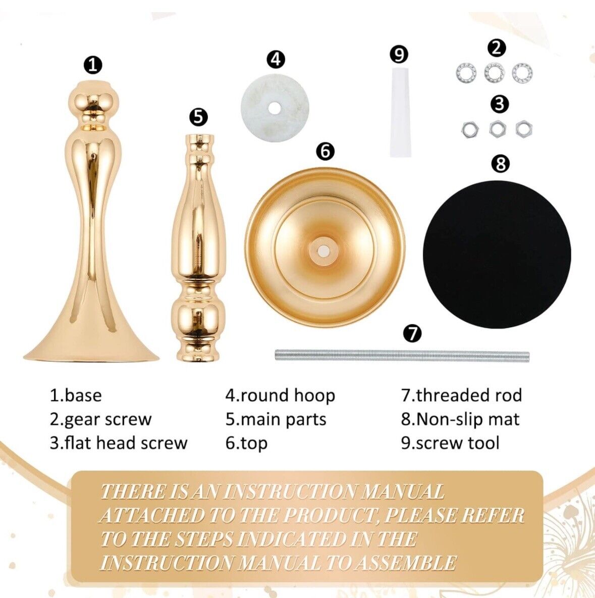 24pc Gold Metal Floral Centerpieces | 3 Sizes | 12, 15, 20”