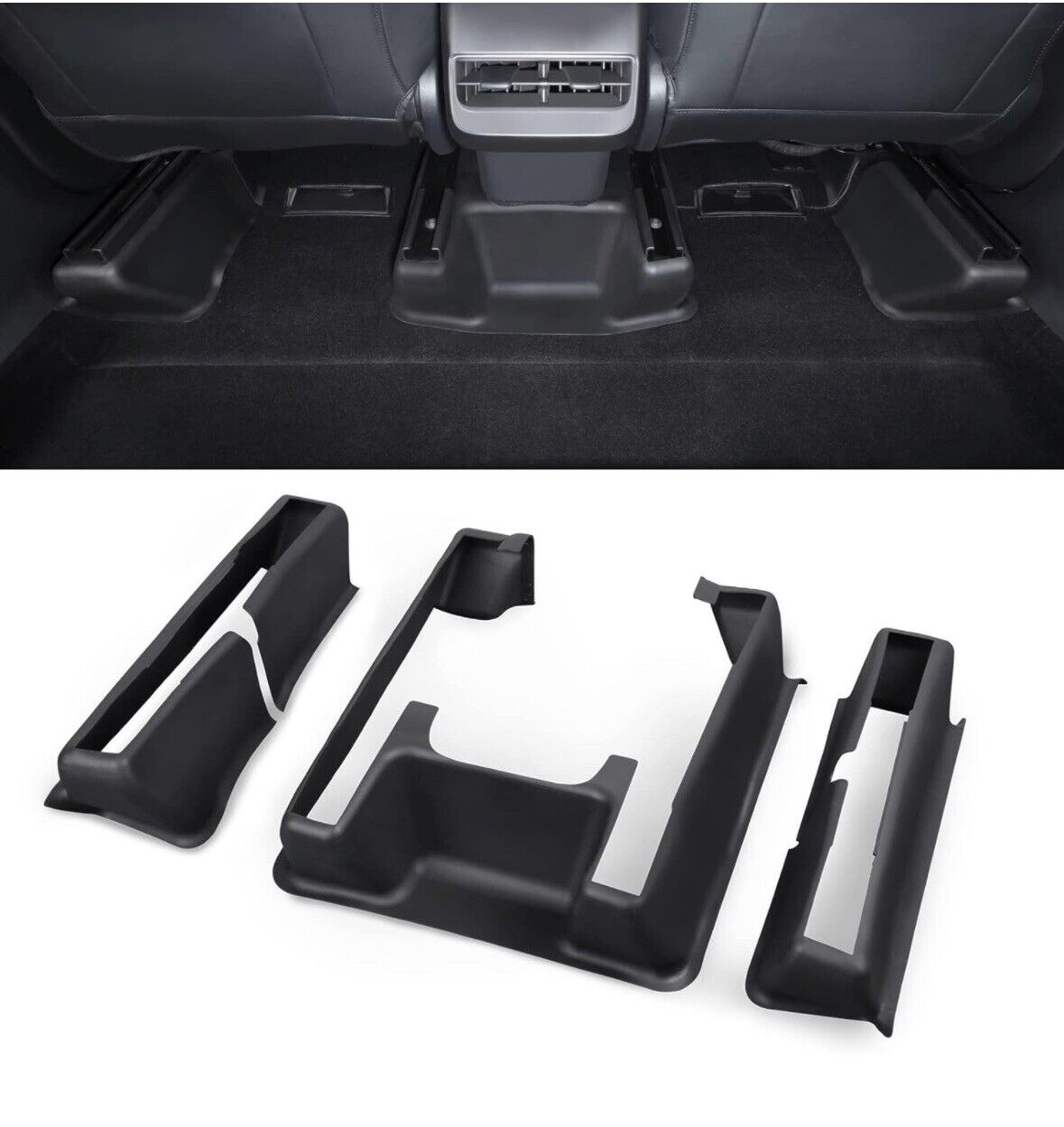 Tesla Model Y Underseat Protector TPE Seat Slide Rail Pad Cover (3-Pc) 2020-2024