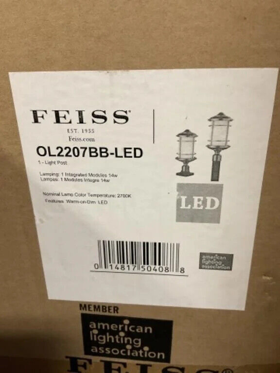 Feiss OL2207BB-LED Lighthouse 18 inch Burnished Bronze Outdoor Post Lantern