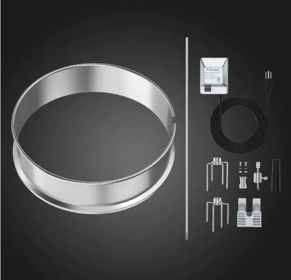 TURBRO BBQ Rotisserie Ring Kit for 22" Kettle Charcoal Grills Stainless Steel