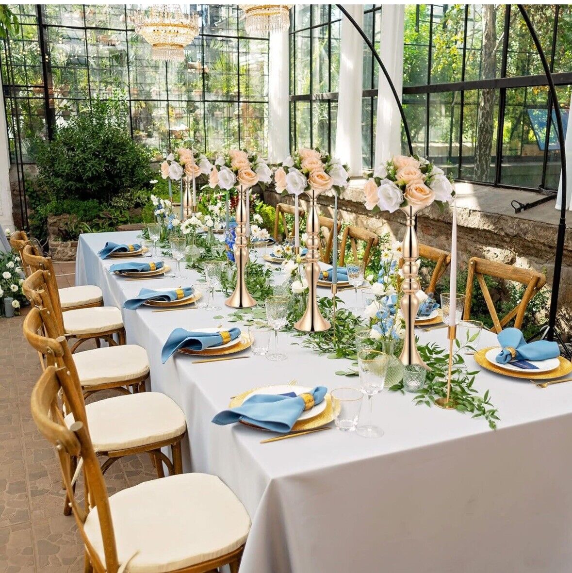 24pc Gold Metal Floral Centerpieces | 3 Sizes | 12, 15, 20”