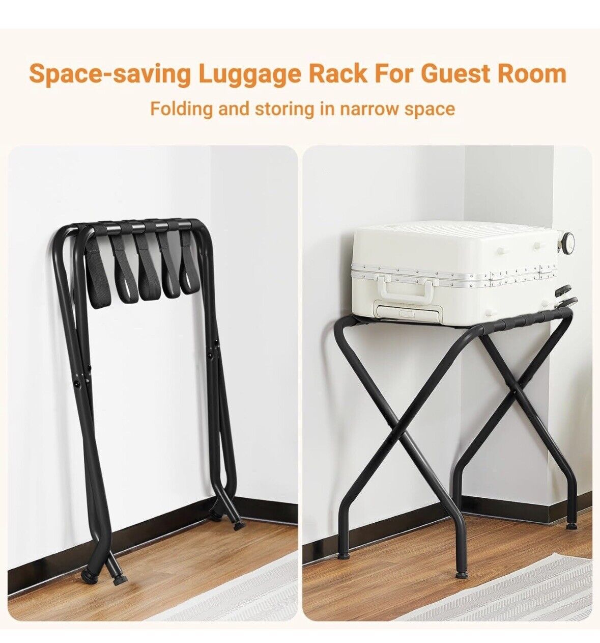 2-Pack Folding Luggage Rack, Suitcase Stand