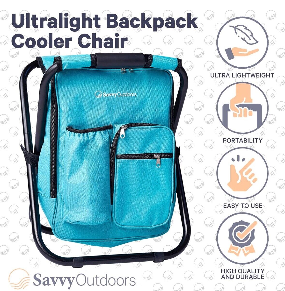 Savvy Outdoors Mini Folding Backpack Cooler Chair-Teal