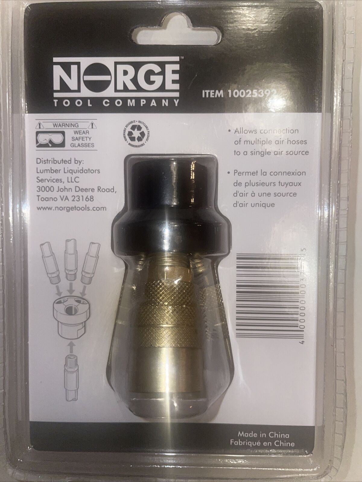 Norge 10025392 3-way Air Hose Quick Connect Manifold