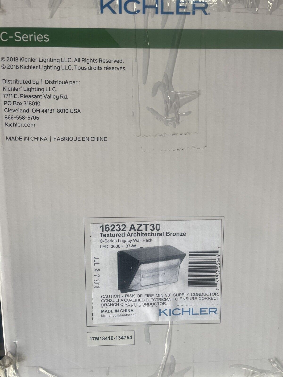 Kichler 16232AZT30 LED 1 Light C-Series Wall Pack 37W 30K, Bronze