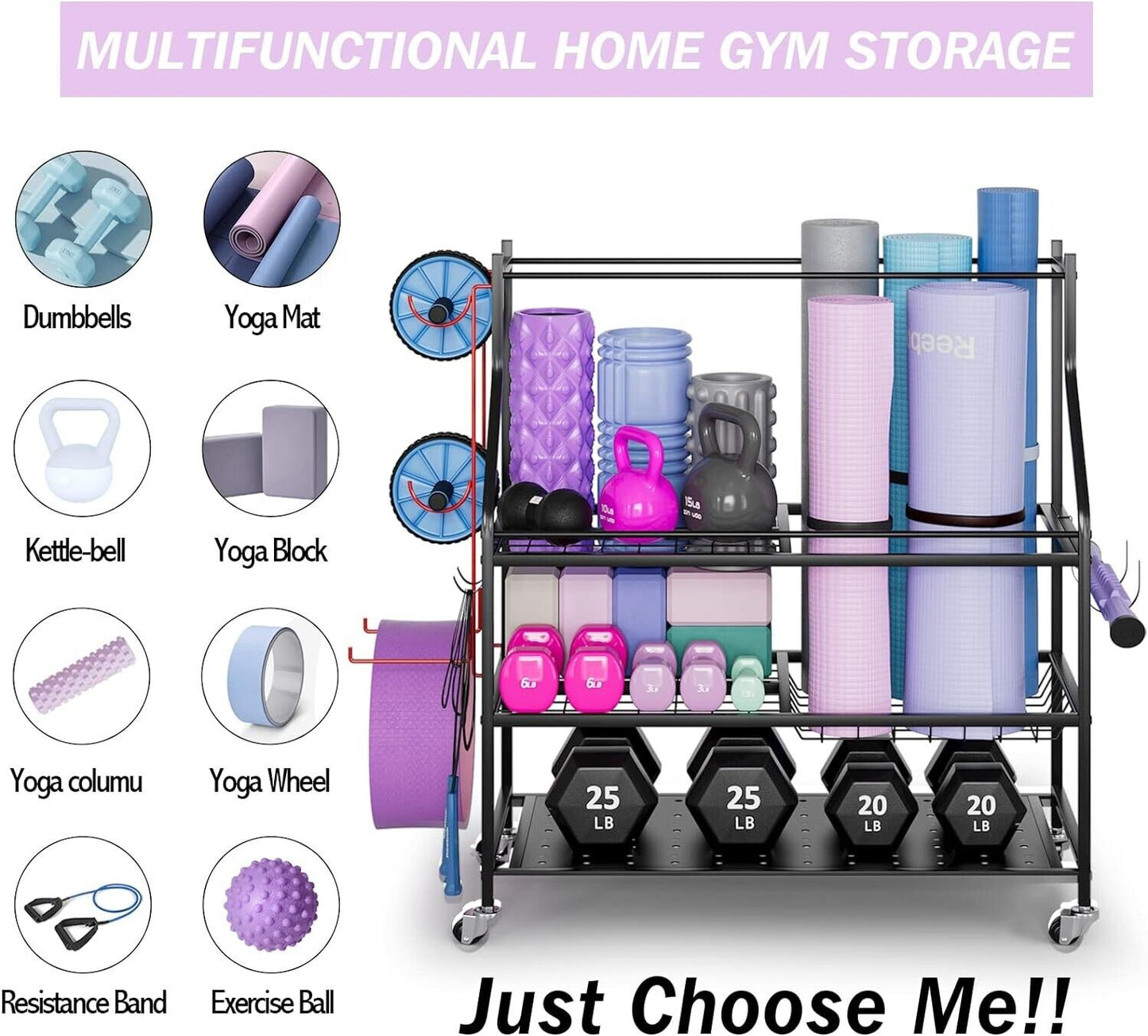 EZ4ENCE Home Gym Storage Rack Cart