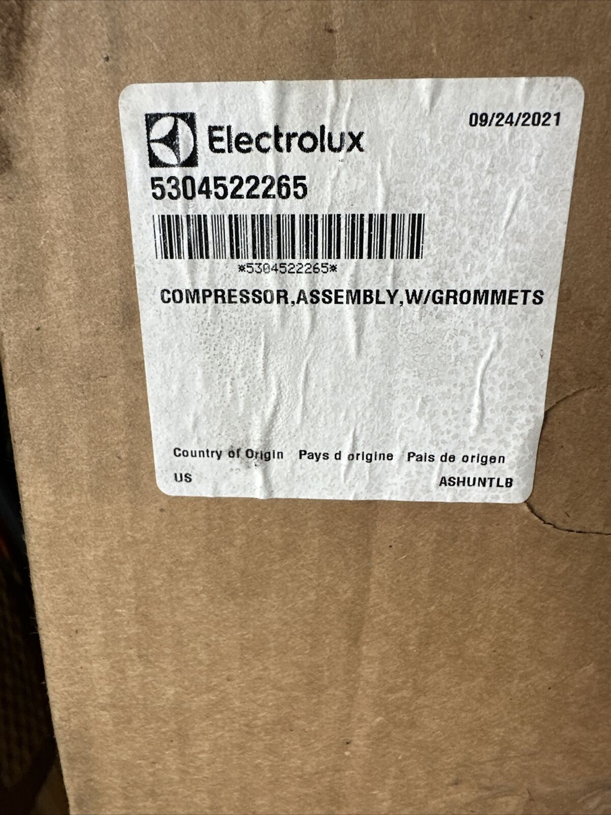 New Electrolux Compressor 5304522265 Assembly