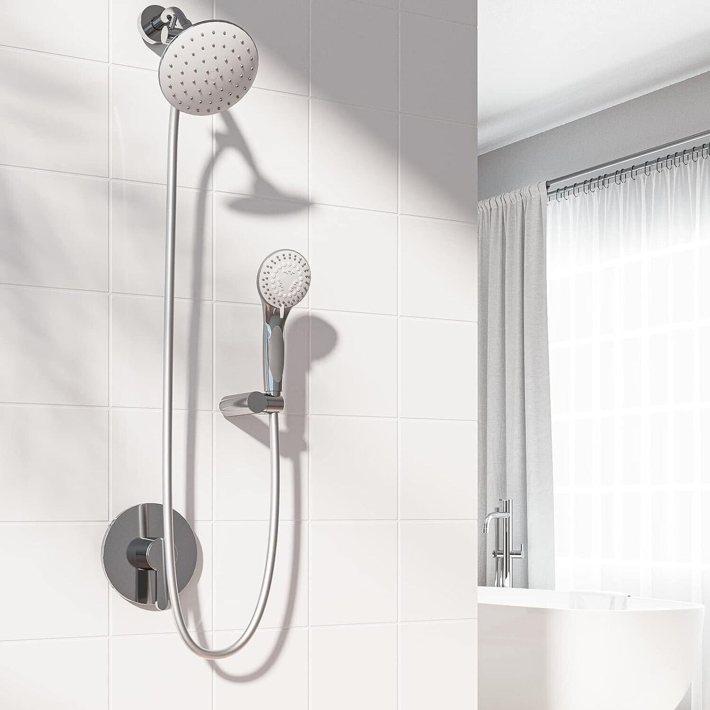 Lavatrum Polished Chrome Shower System, Valve Body6" Shower Head Handheld Shower