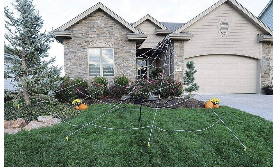 Mega Spider Web - Halloween Glow-in Dark Decoration, White 23.3 ft x 18.7ft