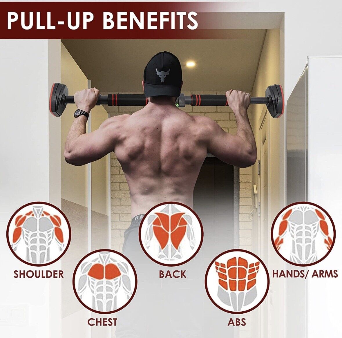 Doorway Pull Up Bar, Chin Up Bar 440 Lb Rated