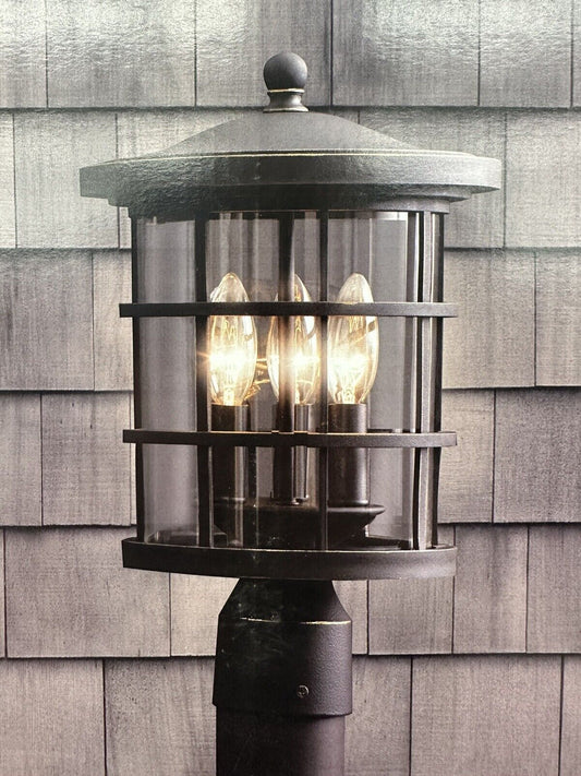 QUOIZEL Ashville 3-Light 15-in Bronze Traditional Post Light 759428