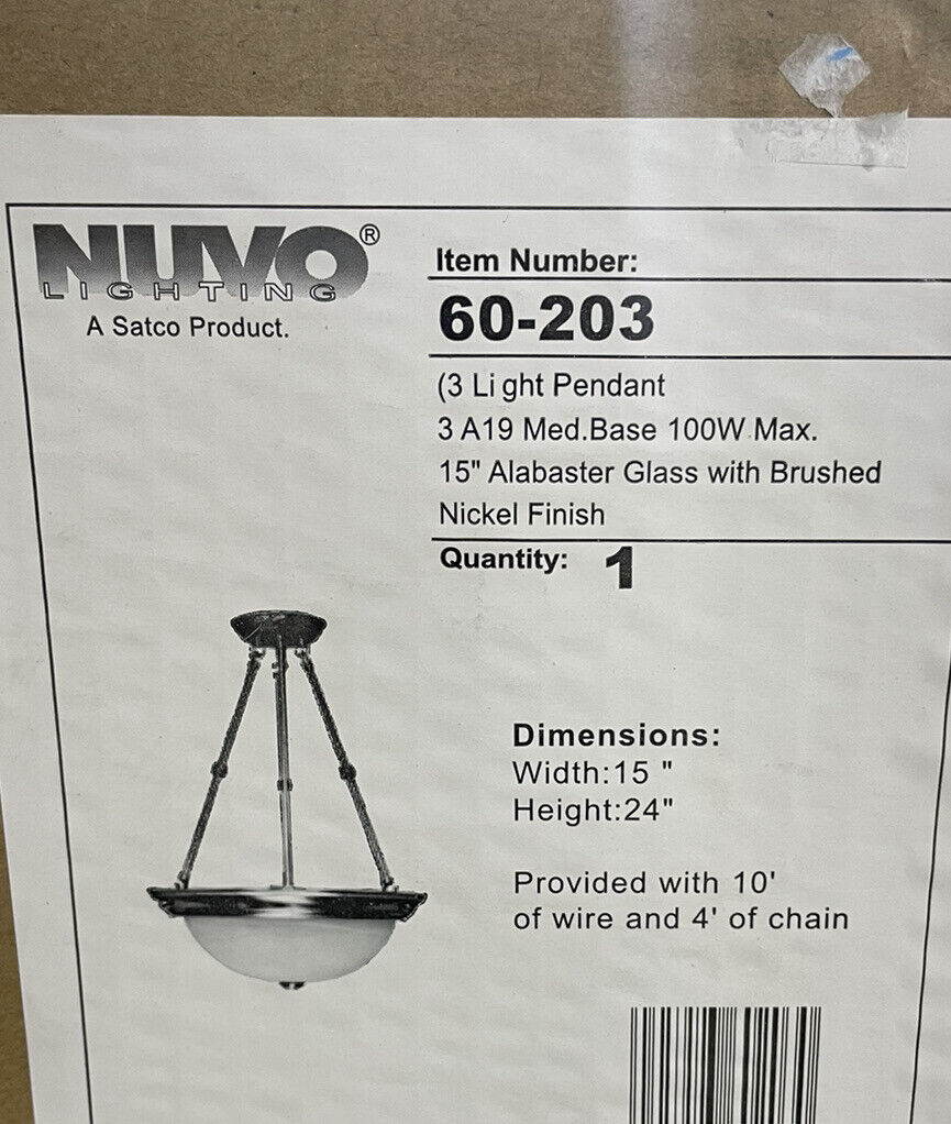Nuvo Lighting 60/203 Nickel 3-Light 15"W Pendant