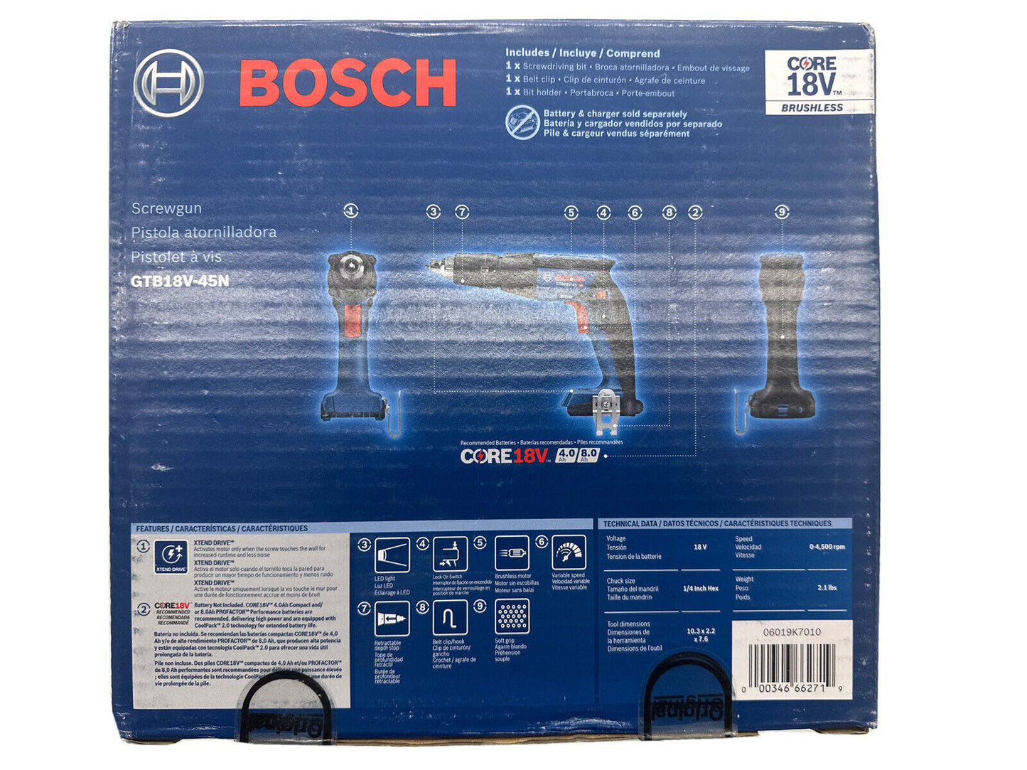Bosch 18V Lithium Ion Brushless Screw Gun GTB18V-45N (Tool Only)
