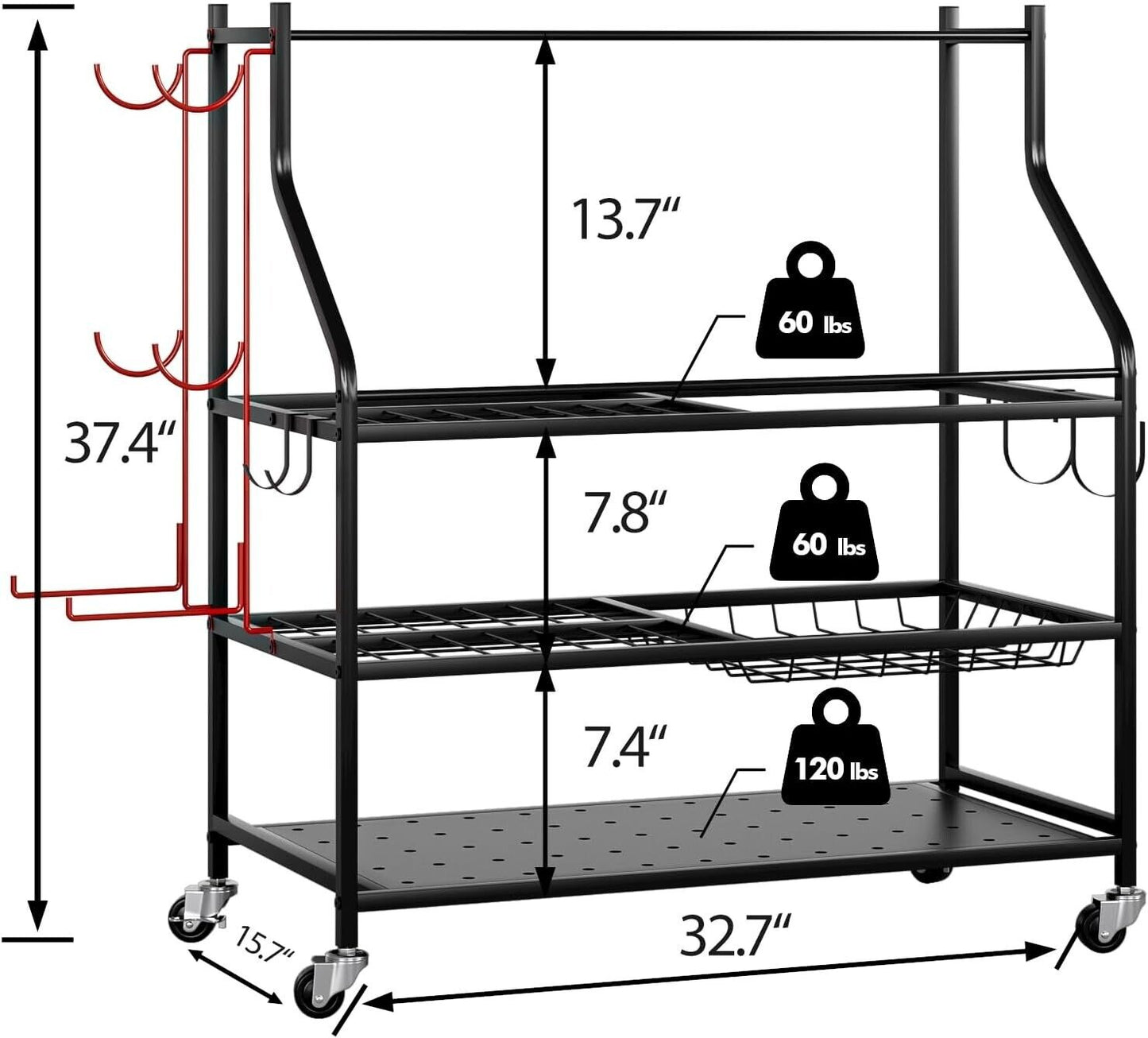 EZ4ENCE Home Gym Storage Rack Cart
