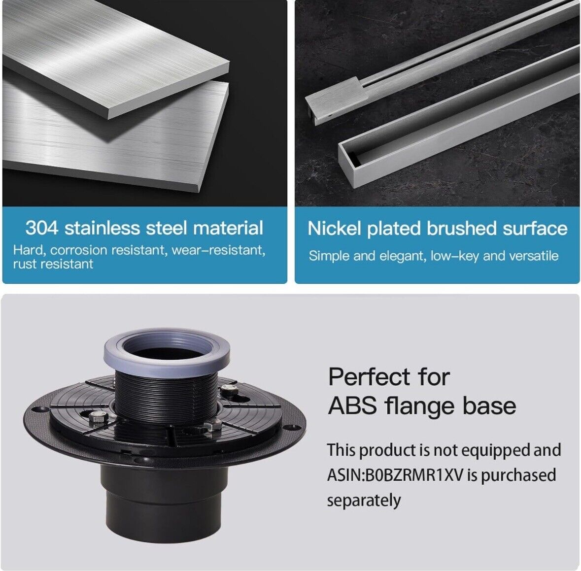 Submarine 24” Linear Shower Ultra Narrow Stainless Steel Drain Grey-New