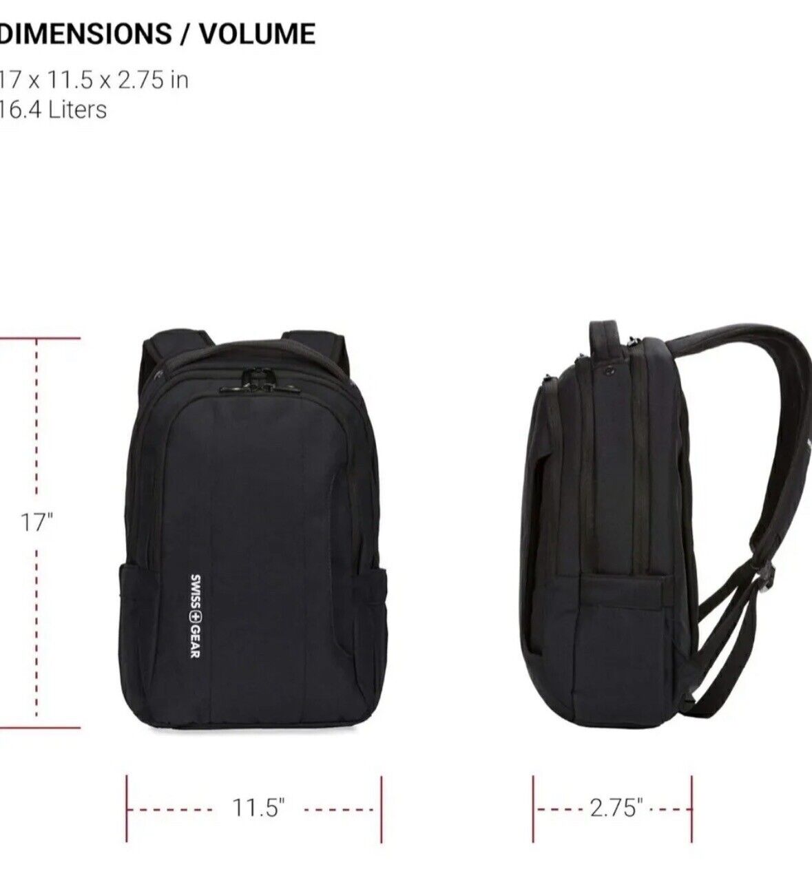 SWISSGEAR 3573 17in Laptop Backpack - Black/Grey 13in Laptop Pocket, Brand New!