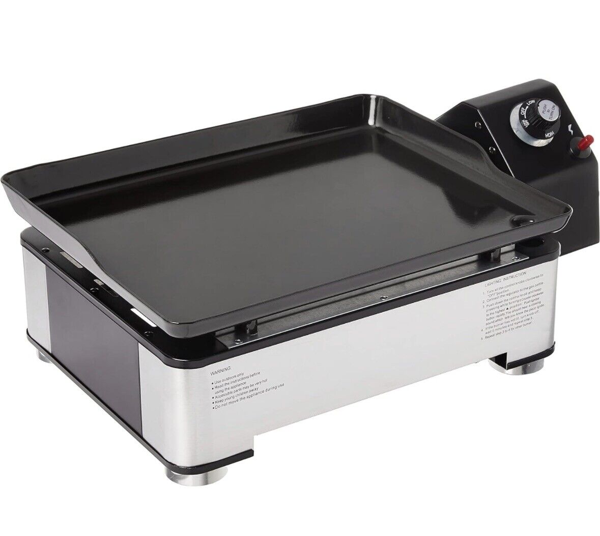Amazon Basics Outdoor 18" Tabletop Gas Outdoor Griddle With Enamel Coating Top