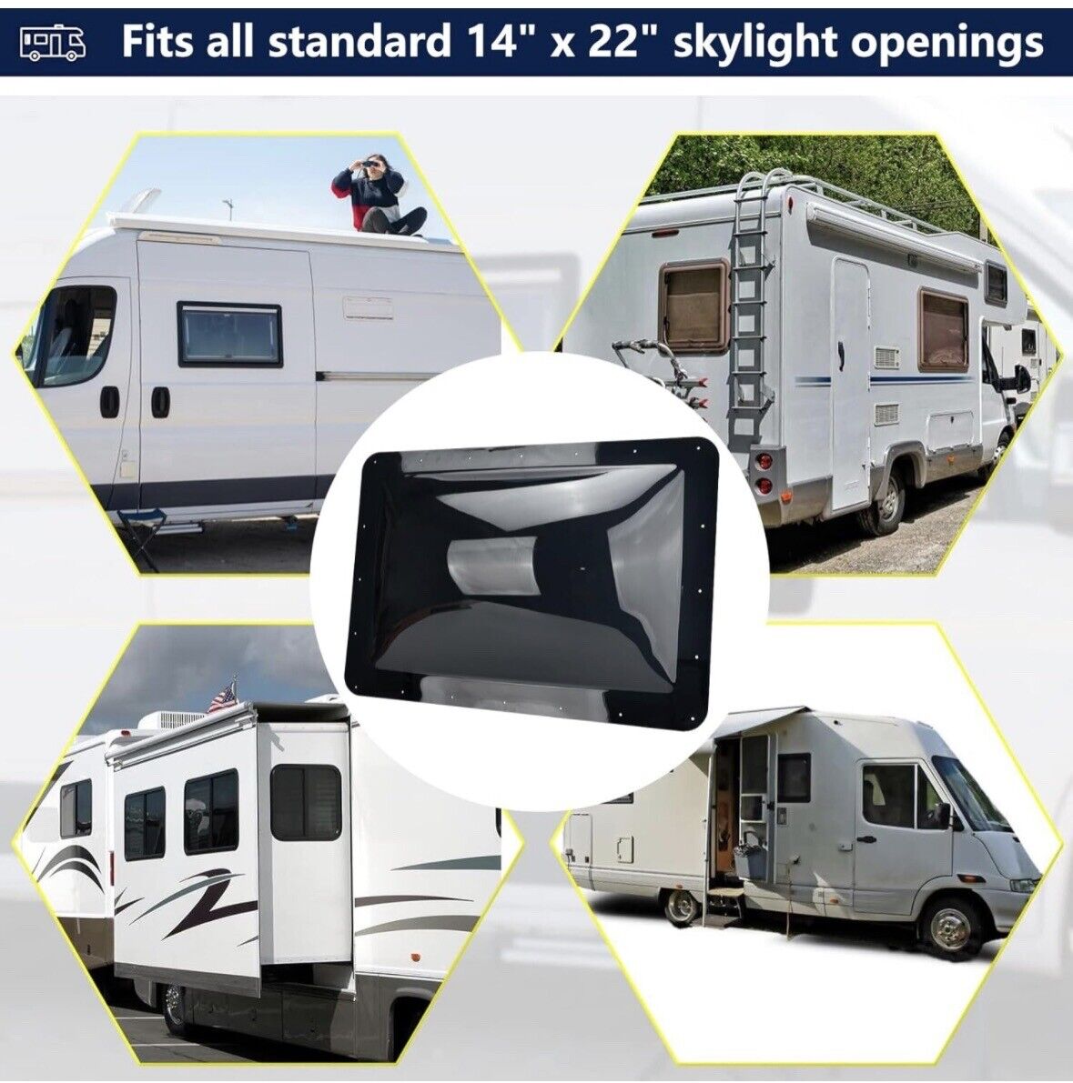 RV Skylight Outer Dome | 14" X 22" Universal Outer Skylight (Smoke)