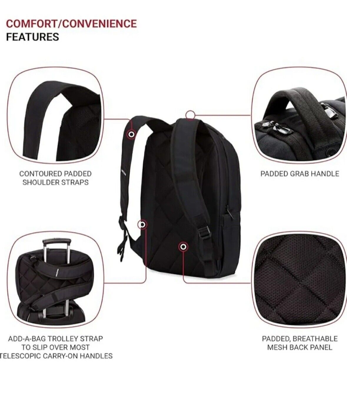 SWISSGEAR 3573 17in Laptop Backpack - Black/Grey 13in Laptop Pocket, Brand New!