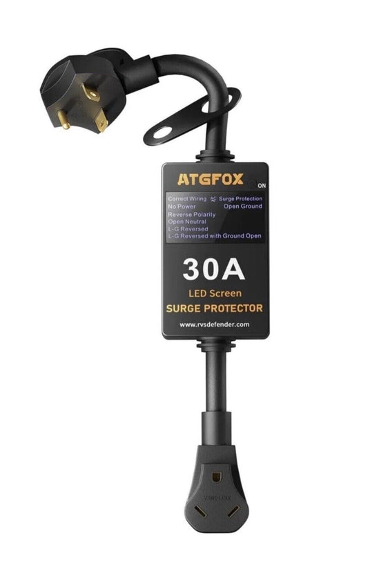 ATGFOX 30AMP RV Camper Surge Protector Waterproof Cover 3.5" LED Screen