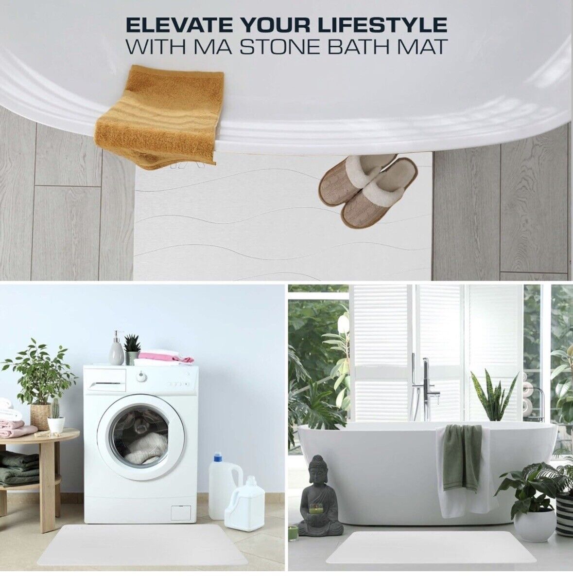 Stone Bath Mat Diatomaceous Earth Shower Mat  Non-Slip Absorbent