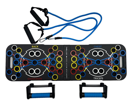 ThrillGuy Push-Up Board With Pair Of Thera-Tube Workout Bands