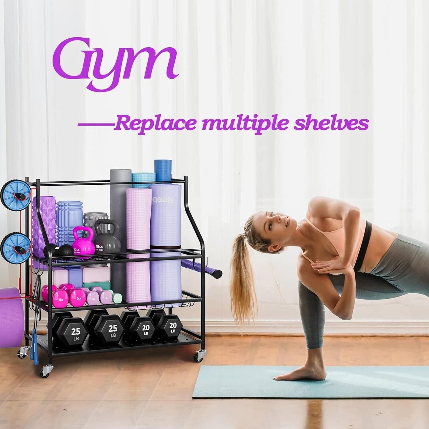 EZ4ENCE Home Gym Storage Rack Cart