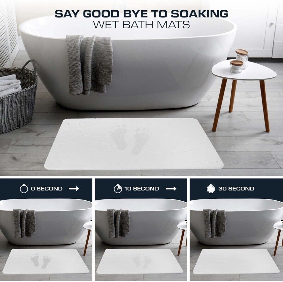 Stone Bath Mat Diatomaceous Earth Shower Mat  Non-Slip Absorbent