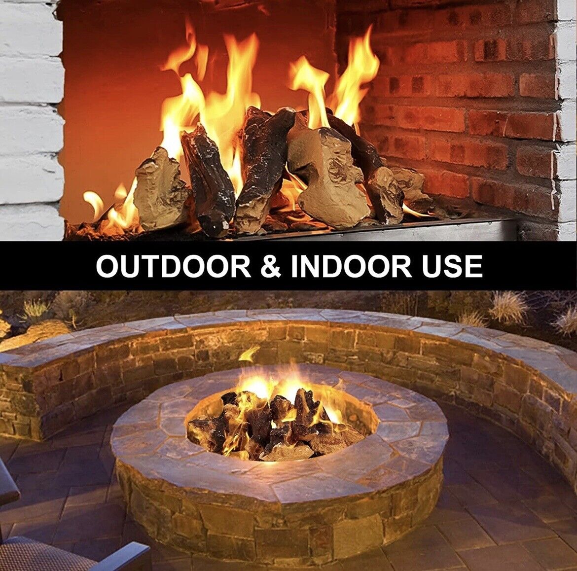 QuliMetal 6-pc Ceramic Wood Logs Set