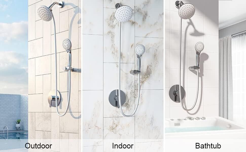 Lavatrum Polished Chrome Shower System, Valve Body6" Shower Head Handheld Shower