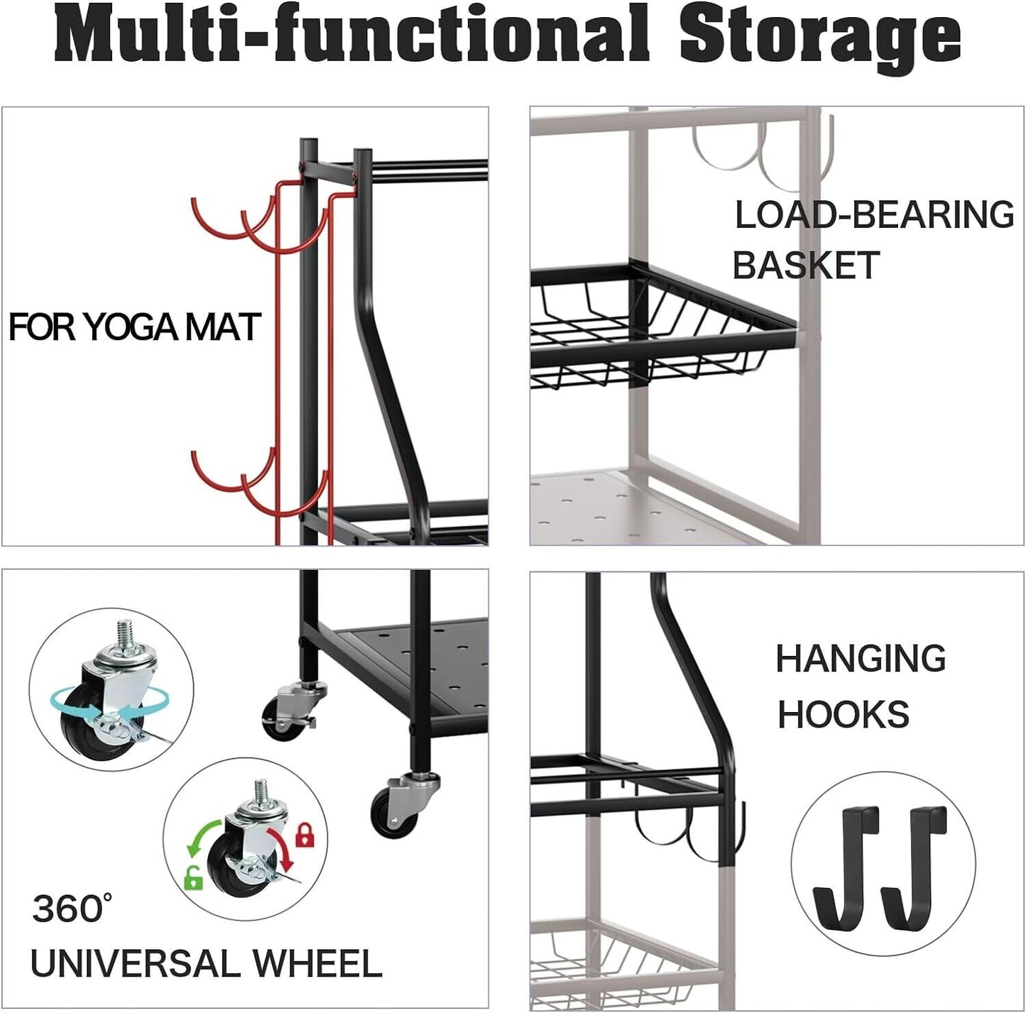 EZ4ENCE Home Gym Storage Rack Cart