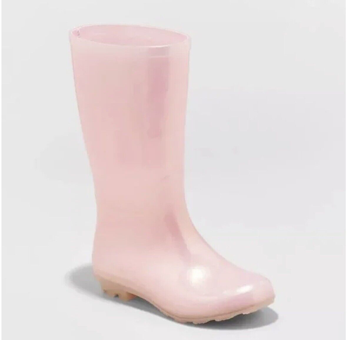 Cat And Jack Pink Glimmer Translucent Shimmer Rain Boots WATERPROOF Size 13