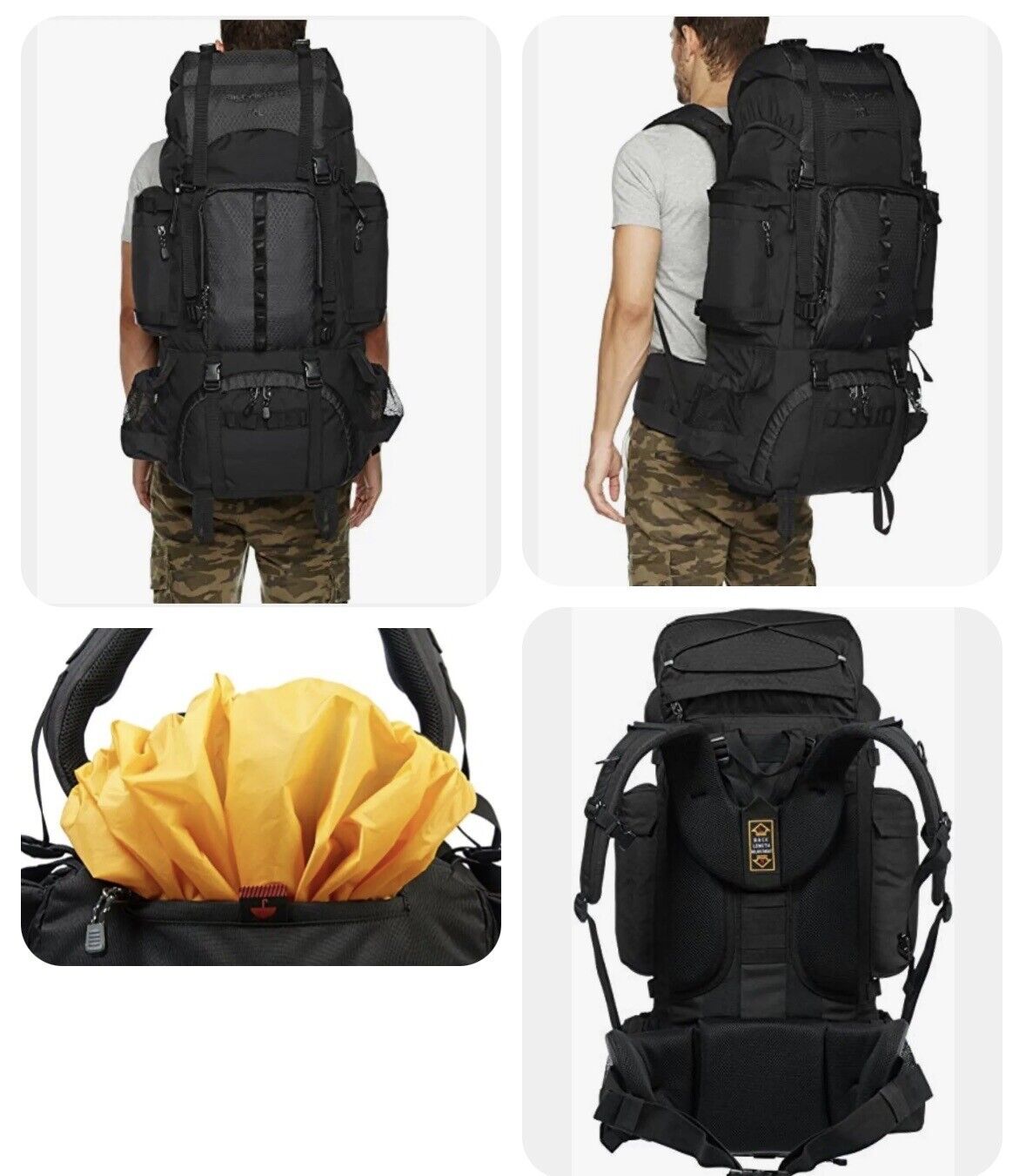 New Amazon Basics Internal Frame Hiking Camping Backpack with Rainfly