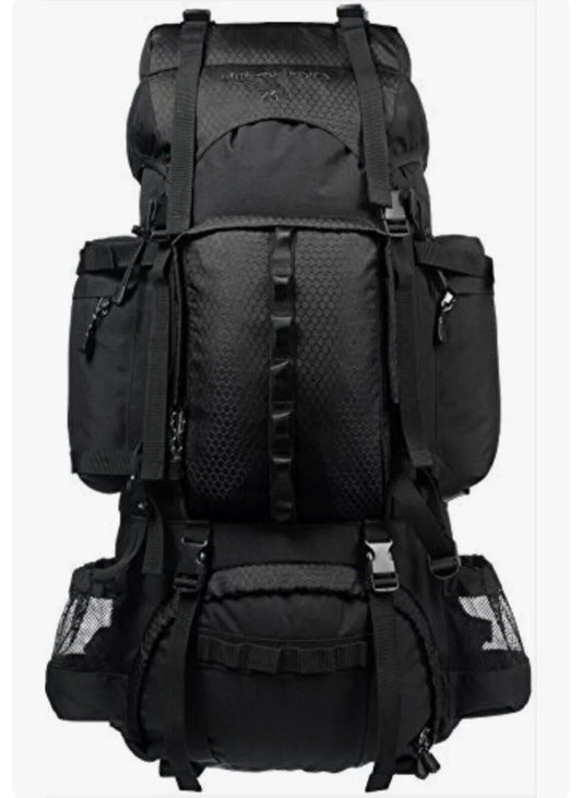 New Amazon Basics Internal Frame Hiking Camping Backpack with Rainfly