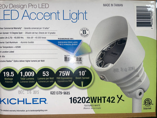 Kichler 16202WHT30 Landscape -120V-LED-19.5W-4250K-White Finish- Spot Light