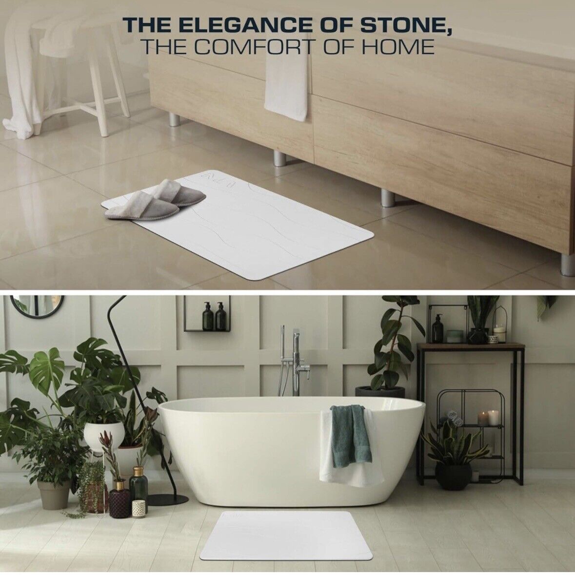 Stone Bath Mat Diatomaceous Earth Shower Mat  Non-Slip Absorbent