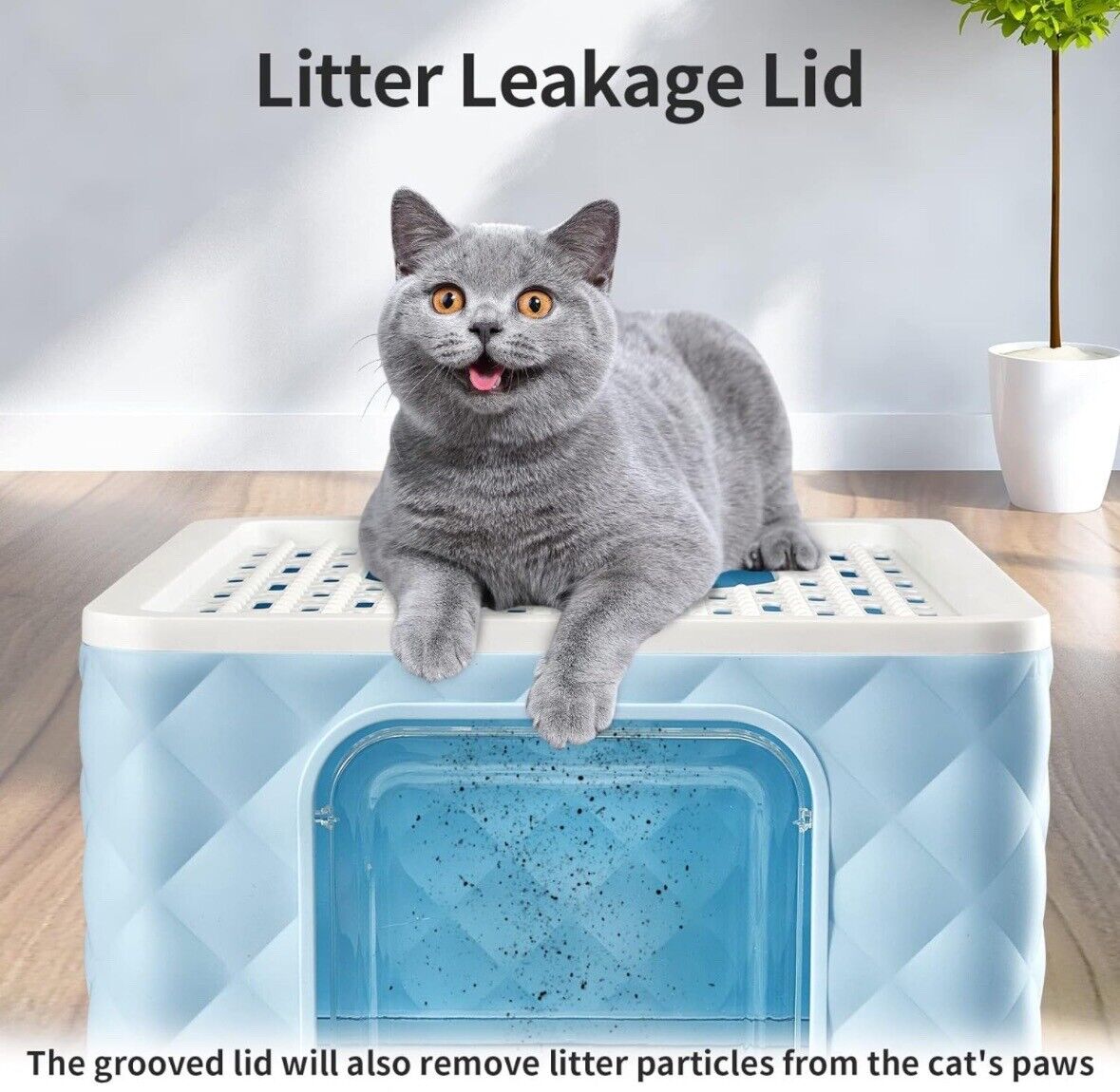 DDD Cat Litter Box with Lid Cover &  Scoop Front Entry Top Exit