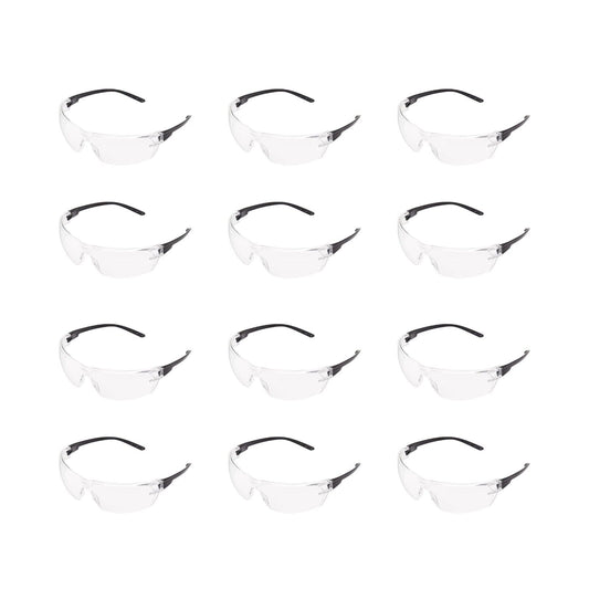 Amazon Commercial Double Lens Safety Glasses Clear/Black, Anti-scratch, 12-pack