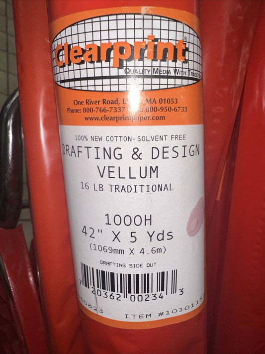Clearprint 1000H Design Vellum Roll, 16 lb, 100% Cotton, 42 Inches W x 5 Yard...