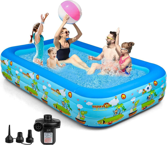 Inflatable Swimming Pools with Pump, Oversized 120" X 72" X 22" Thickened Blow