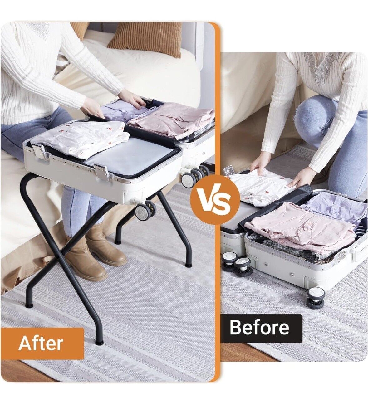 2-Pack Folding Luggage Rack, Suitcase Stand