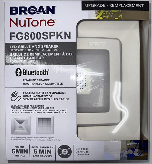 Broan NuTone Exhaust Fan Replaces Regular Grille LED Bluetooth Speaker FG800SPKN