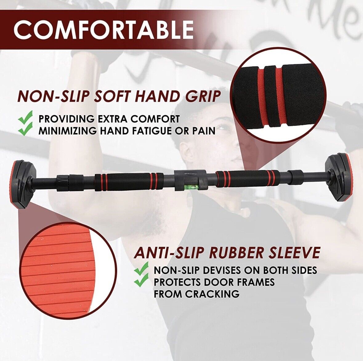 Doorway Pull Up Bar, Chin Up Bar 440 Lb Rated